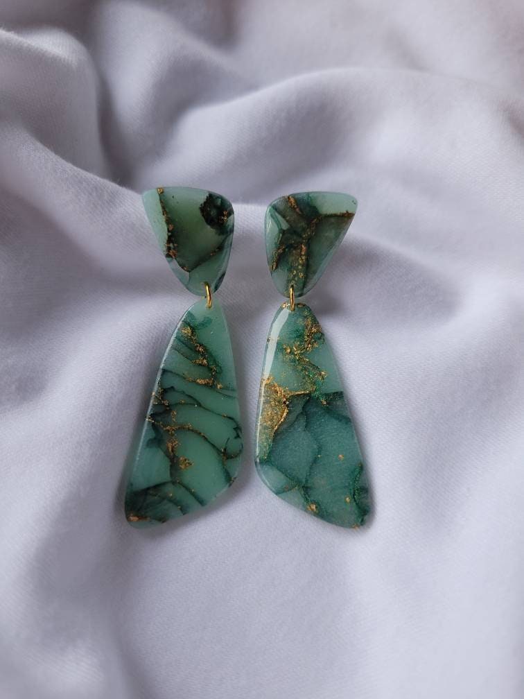Polymer Clay Ohrringe|Esme|Grün|Quartz|Elegant|Gold|Marmor|Geschenk Polymer Clay Ohrringe|Esme|Grün|Quartz|Elegant|Gold|Marmor|Geschenk von YourTimelessLove
