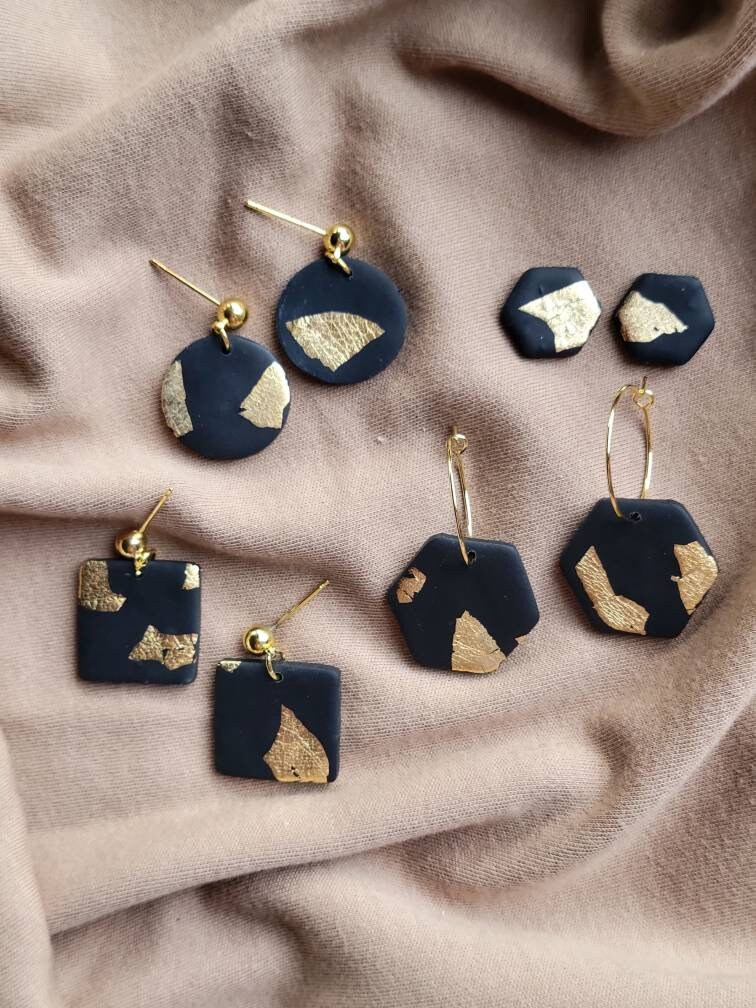 Polymer Clay Ohrringe|Kollektion Amira|Kreis|Hexagon|Voereck|Schwarz|Gold|Handgefertigt Polymer Clay Ohrringe|Kollektion Amira|Kreis|Hexagon|Voereck|Schwarz|Gold|Handgefertigt von YourTimelessLove