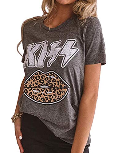YourTops Frauen Kiss Leopard Lips T-Shirt Lippenstift Shirt - - Groß YourTops Frauen Kiss Leopard Lips T-Shirt Lippenstift Shirt - - Groß von YourTops