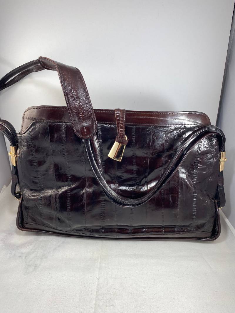 Braun Aal Haut 1990 Handtasche Braun Aal Haut 1990 Handtasche von YourTurnVintageStore
