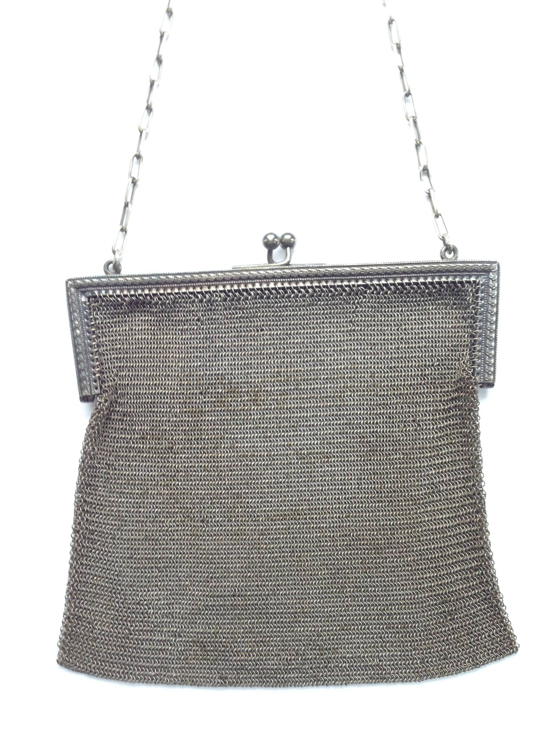 Deutsche Silber Mesh Handtasche Made in Belgium von YourTurnVintageStore