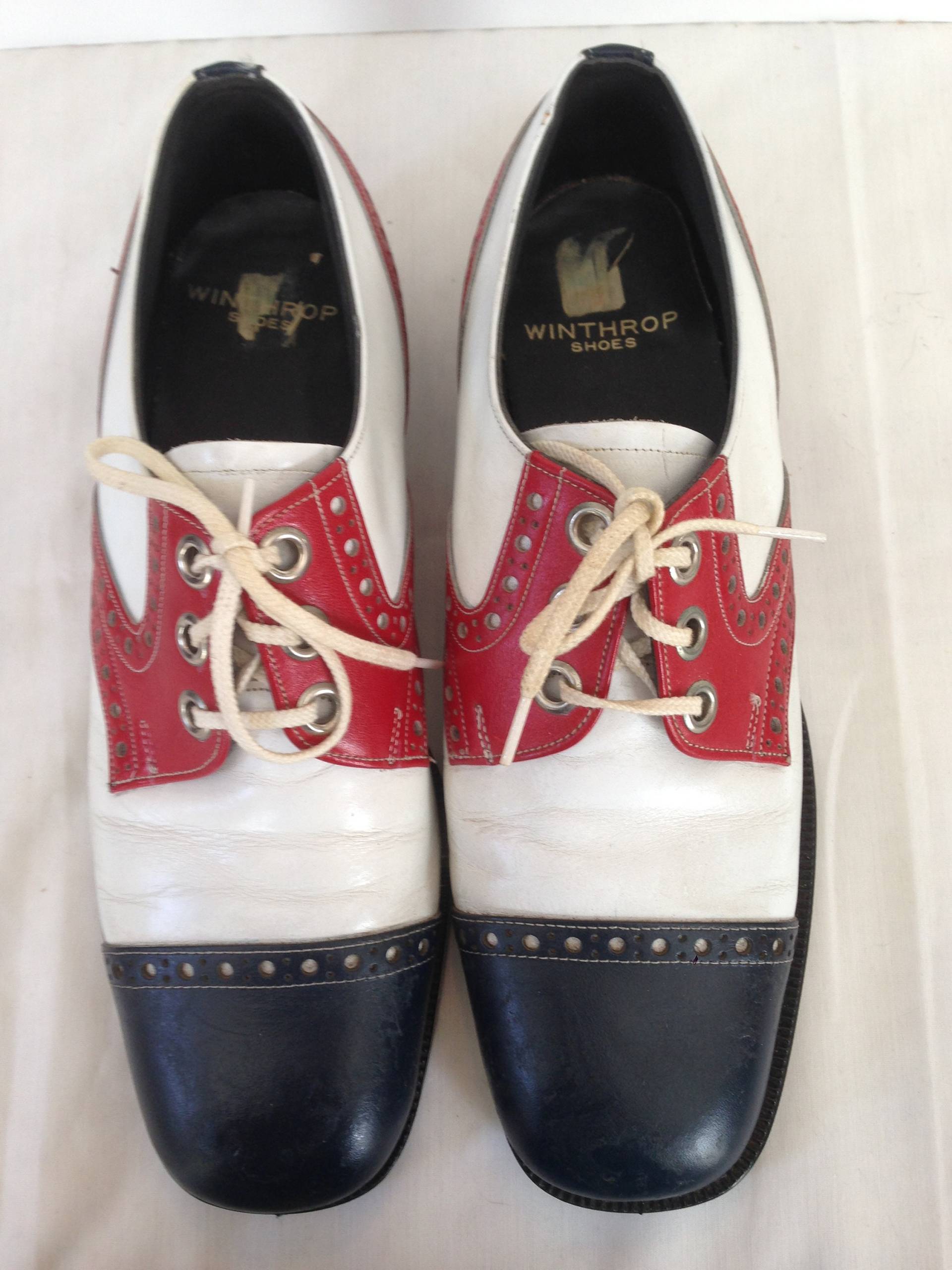 Rot, Weiß Und Blau Herren Oxfords Größe 39 von YourTurnVintageStore
