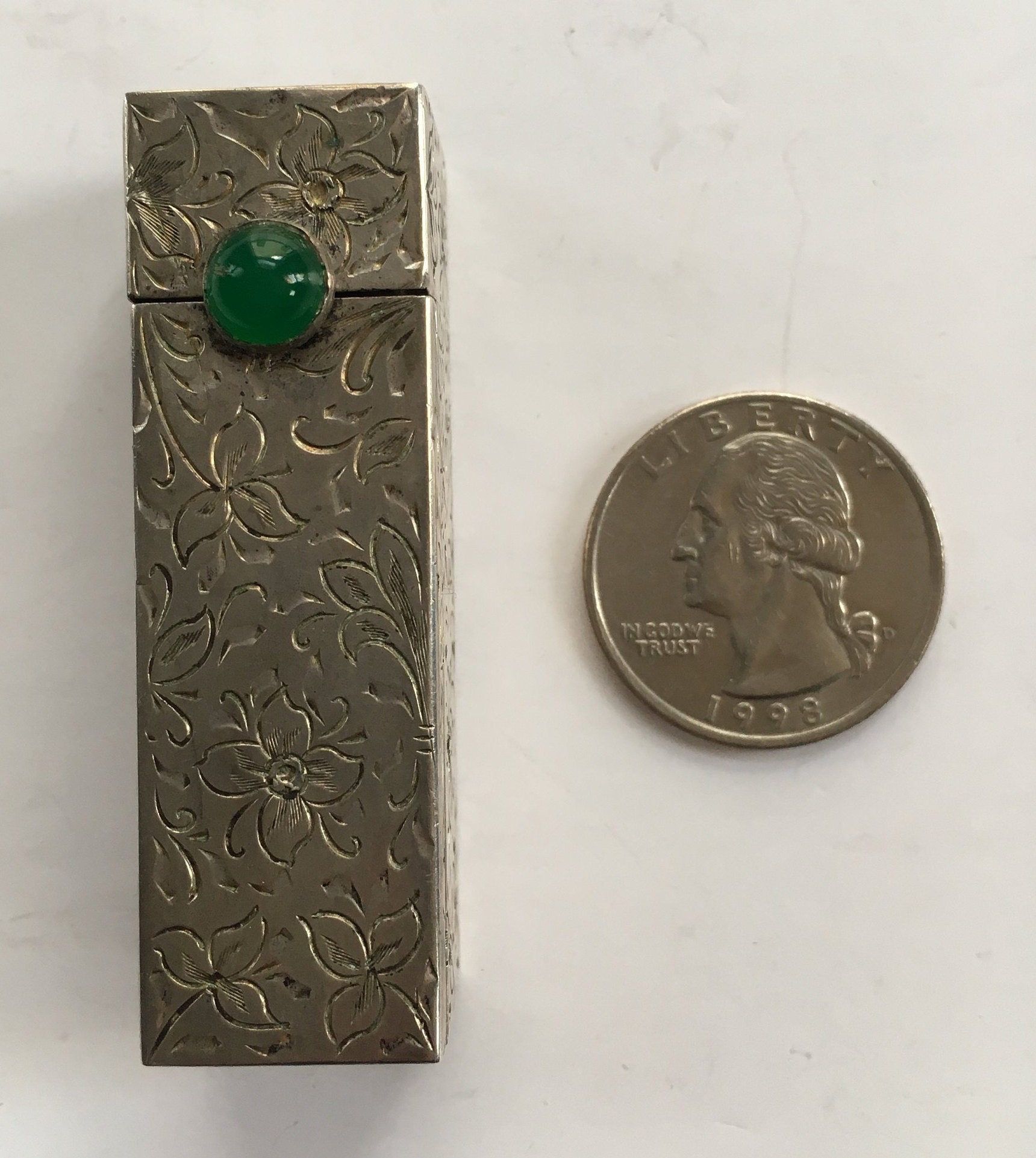 Silber 800 Vintage Gravur Lippenstifthalter Mit Spiegel von YourTurnVintageStore