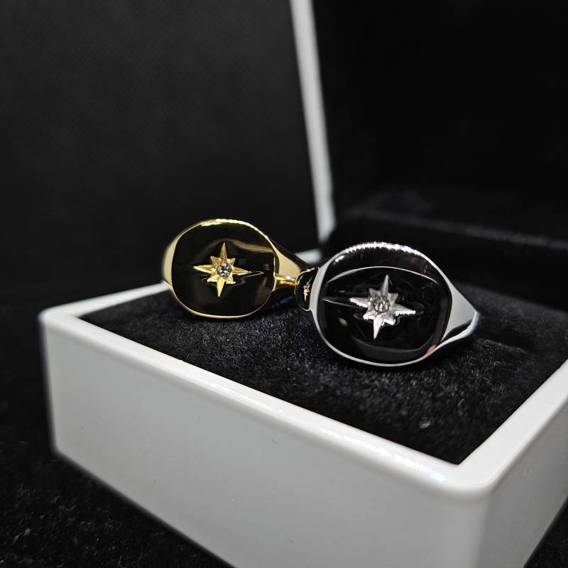 Nordstern Ring in Gold Und Silber Geschwärzt Schwer Poliert Für Ihn Geschenk Für Valentines Friends Freunde Familie Geschwister von YourUniverseOFFICIAL