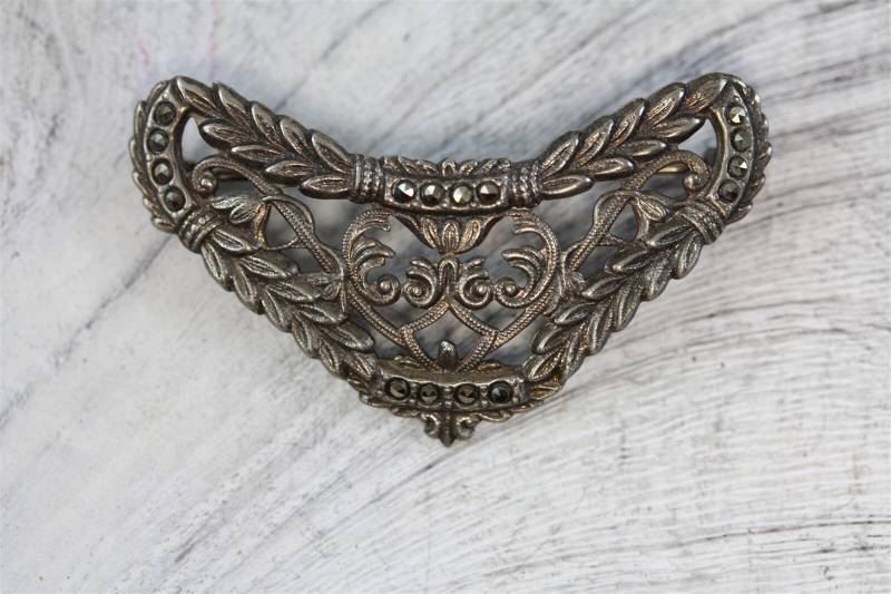 Jugendstil Sterling Silber 925 Markasit Brosche Pin Kranz Altes Stück Schönes Design von YourVintageStyle