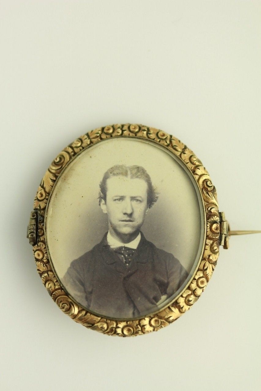 Victorian Gold Filled Brosche Gravur Foto Gerahmt Reversible Early Piece | Et37 von YourVintageStyle