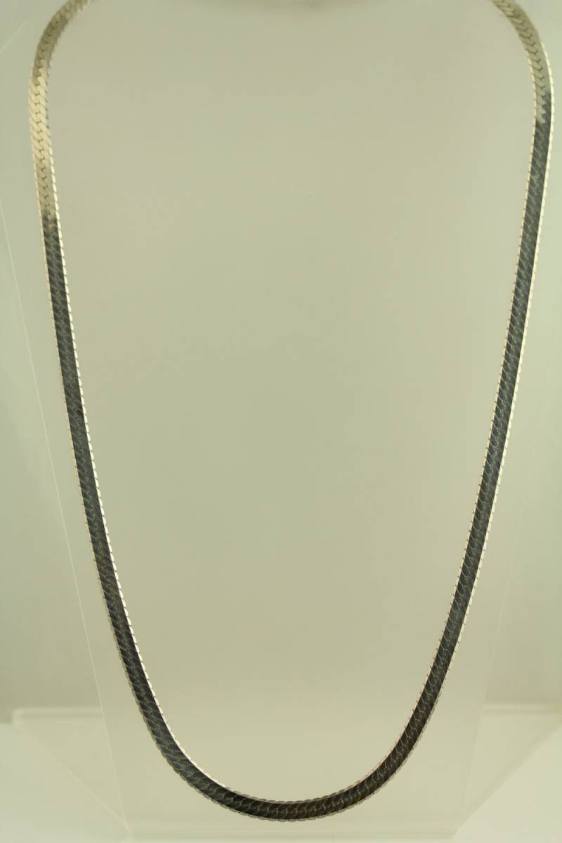 Vintage 30.5" L Sterling Silber Hering Knochen Halskette Made in Italy 6.75mm Breite Diamantschliff Kanten Sehr Hübscher Stong Karabiner Verschluss von YourVintageStyle