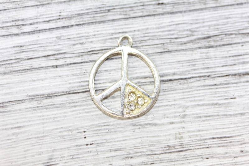 Vintage 925 Sterling Silber Strass Peace Symbol Anhänger Charme von YourVintageStyle