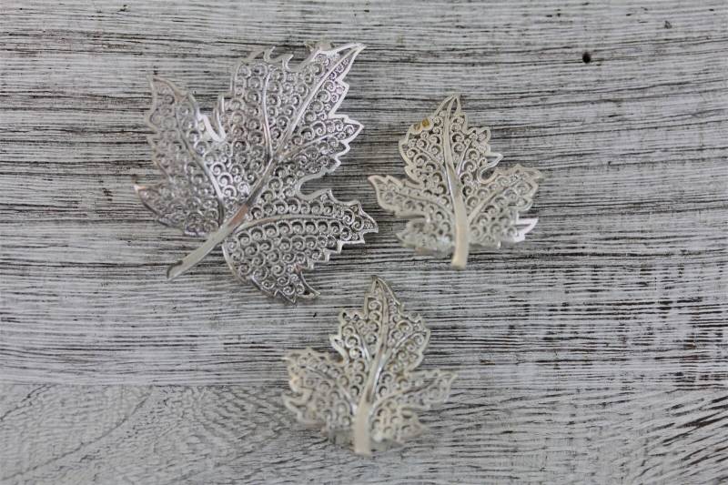 Vintage Alice Caviness Germany Sterling Silber 925 Blatt Brosche Ohrringe Set Filigran von YourVintageStyle