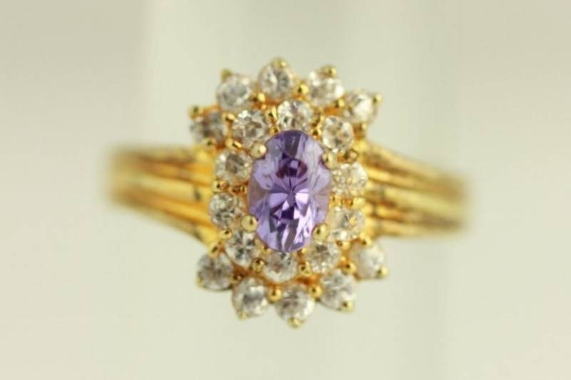 Vintage Größe 7 Sterling Silber Ring Brilliant Cz Lila Klar Cocktail Vermiel | Et23 von YourVintageStyle