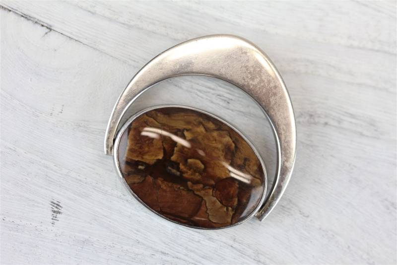 Vintage Jens Christian Thejls 925 Sterling Silber Jaspis Anhänger Dänemark Modernist Luxus von YourVintageStyle