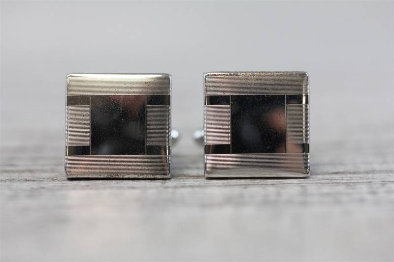 Vintage Lamode Sterling Silber 925 Manschettenknöpfe Bearbeitet Quadrat Herren Lux Zubehör Kurzwaren von YourVintageStyle