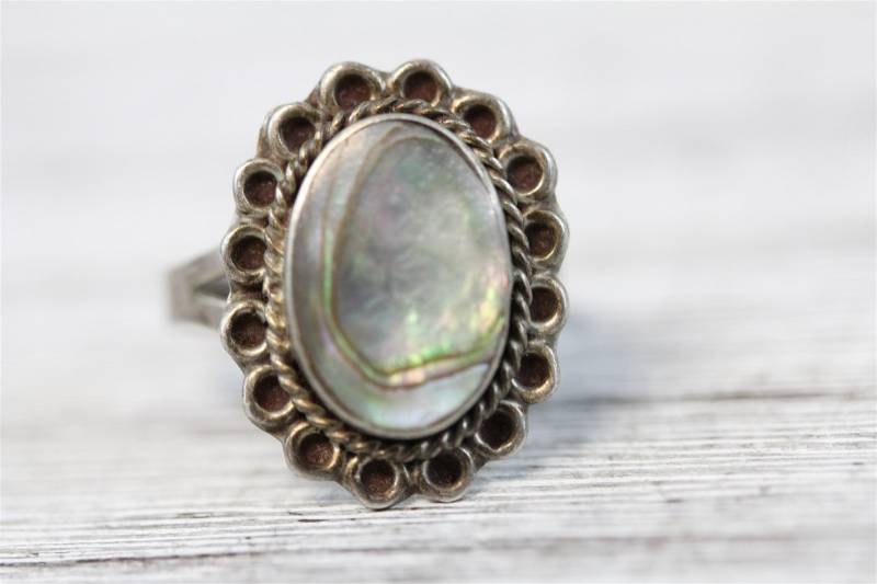Vintage Mexiko Abalone Sterling Silber 925 Ring Wire Work Süd Retro 5.5 von YourVintageStyle