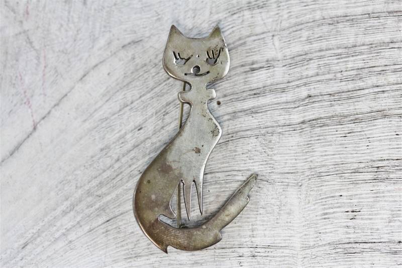 Vintage Mexiko Sterling Silber 925 Katzenbrosche Pin Cut Out Cool Feinste von YourVintageStyle