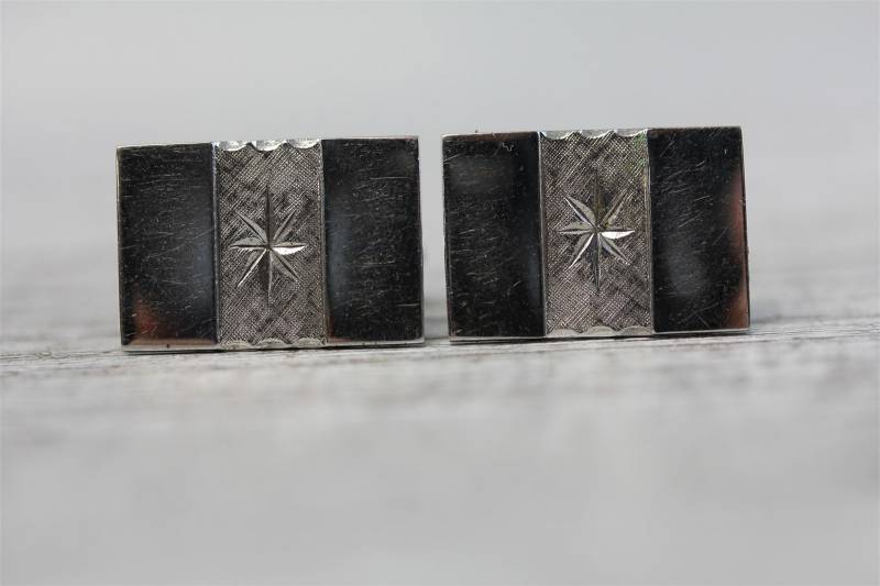 Vintage Retro Sterling Silber 925 Starburst Manschettenknöpfe Rechteck Herren Lux Accessoires Kurzwaren von YourVintageStyle