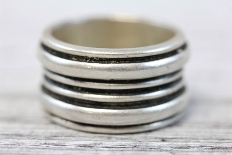 Vintage Sterling Silber 925 Herrenring 15.4mm Band Doppelt Spinner Rocker Biker 13.75 von YourVintageStyle