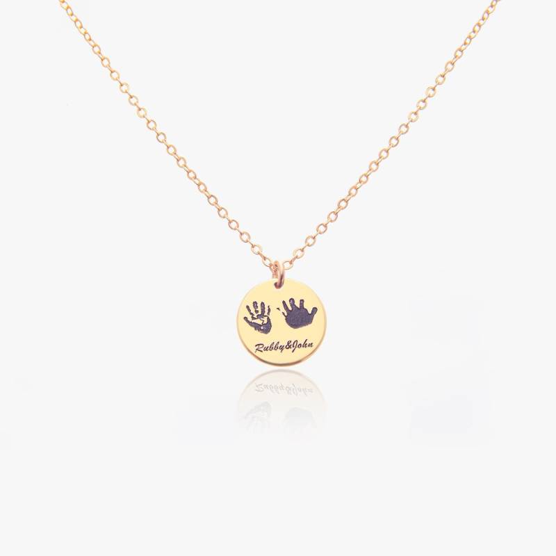Custom Handprint Pendant | Personalized Fingerprint Necklace Circle Charm Gold & Copper Engraved Gift Idea von YourWishPrinted