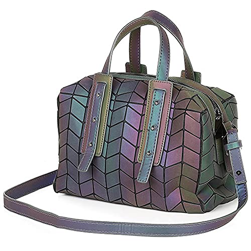 HDmirrorR LIUNIAN Frauen leuchtende Handtasche Boston-Tasche Nachtglühen Geometrische Dreieck Faltbare große Kapazität Umhängetasche Matte Bunte Mode Umhängetasche für Frauen von LIUNIAN