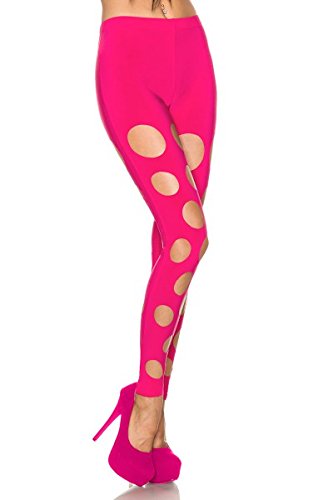 Yourdesignerz Damen Leggings in neonpink mit Löcher elastisch (L) von Yourdesignerz