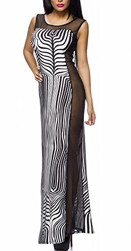 Yourdesignerz Langes Zebra Kleid mit Netz an der Seite gerade geschnitten teiltransparent M von Yourdesignerz