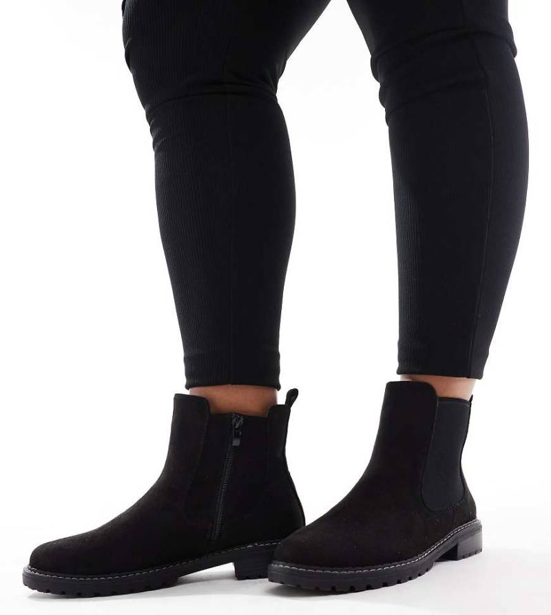 Yours - Chelsea-Stiefel in Schwarz mit kurzem Schaft von Yours