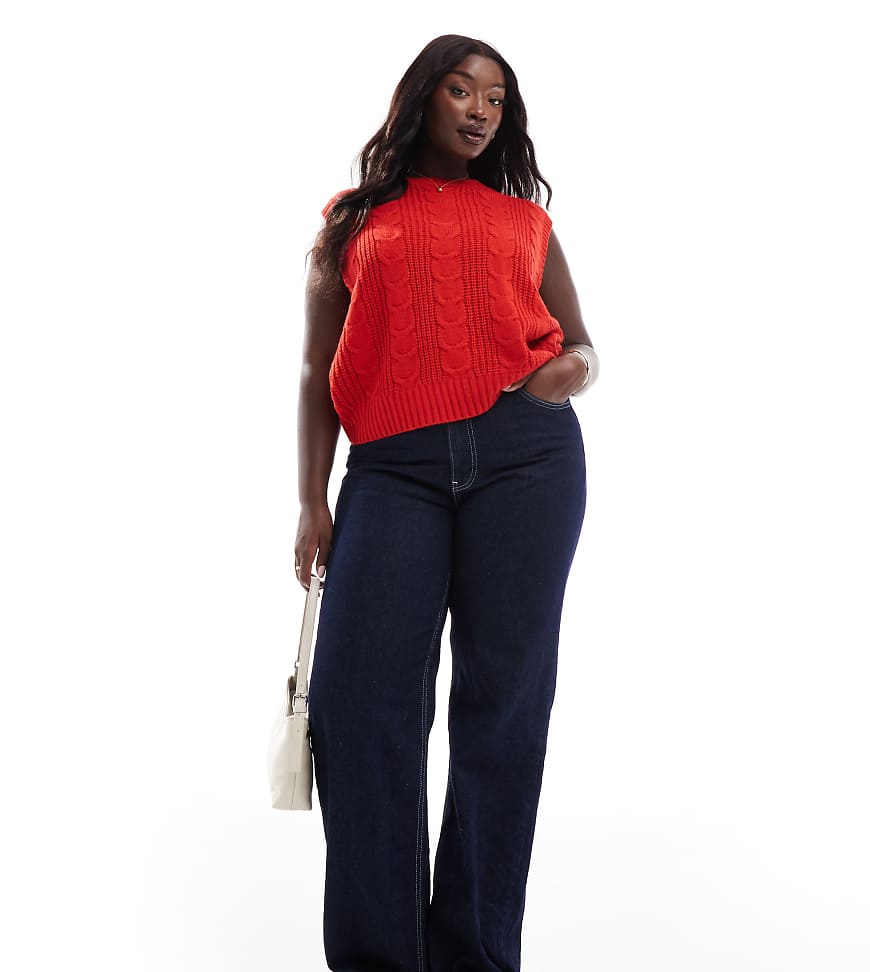 Yours - Kurzes Zopfstrick-Top in Rot von Yours