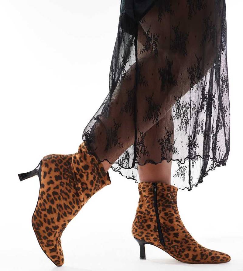 Yours - Spitze Stiefeletten mit Leopardenmuster-Bunt von Yours