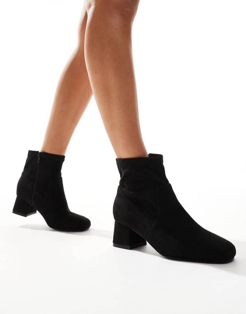 Yours - Stretch-Stiefeletten in Schwarz mit Blockabsatz von Yours