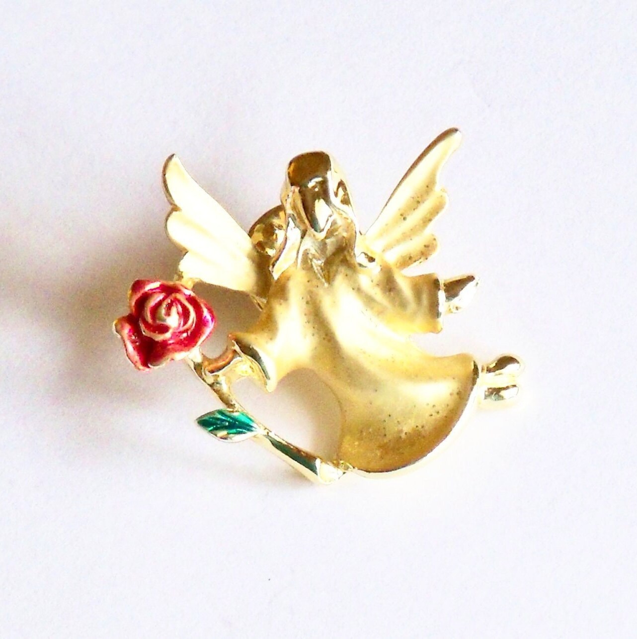 Gigi Giusti Signierte Engel Anstecknadel Goldfarbene Vintage Rosenbrosche von YoursOccasionally