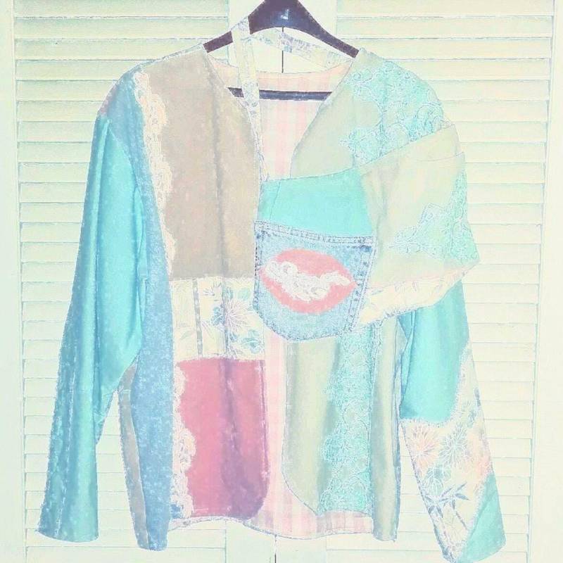 Patchwork Jeansjacke Und Geldbörse Mit Recycled Denim Andere Stoffe Größe Xl Xxl Frühling Herbst Südwesten Geschenk Für Sie Ihre, Gelegentlich von YoursOccasionally