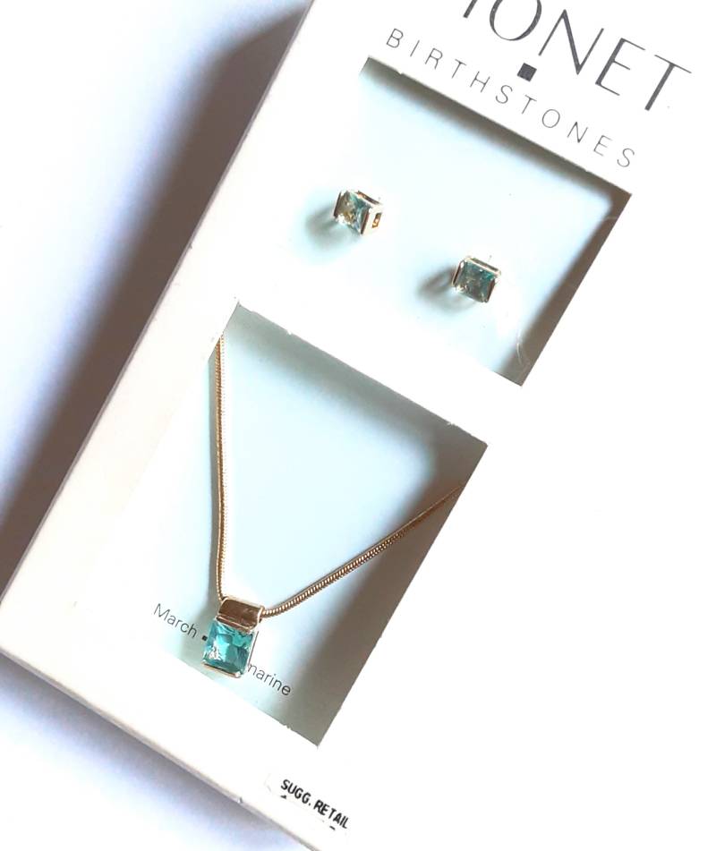 Monet März Geburtsstein Set Halskette Und Ohrringe Von Faux Aquamarin Vintage Schmuck Geschenk Für Sie Muttertagsgeschenke Ihre, Gelegentlich von YoursOccasionally