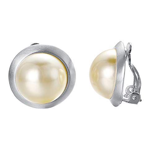 Yoursfs große ohrclips mit perle 18K Vergoldete Runde ohrringen clip ohne durchbohrt Clip auf Ohrringe (Silber) von Yoursfs
