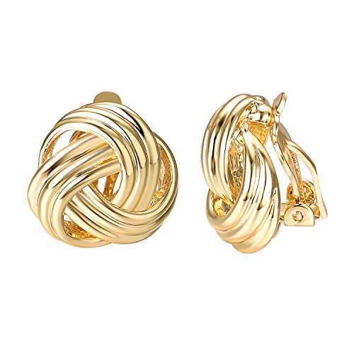 Yoursfs Ohrring Gold Liebe knoten für Damen Nicht Durchstochene Ohren Ohrclips 18K Gold von Yoursfs