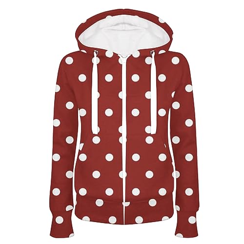 Damen Hoodie Reißverschluss Pullover Sweatjacke, Longjacke Übergangsjacke Classic Punkt Oversize Cardigan Kapuzenpullover Dünne 2023 Sweatshirt Sommerjacke mit Kapuze Streetwear Jogginganzug Festlich von Yourumao