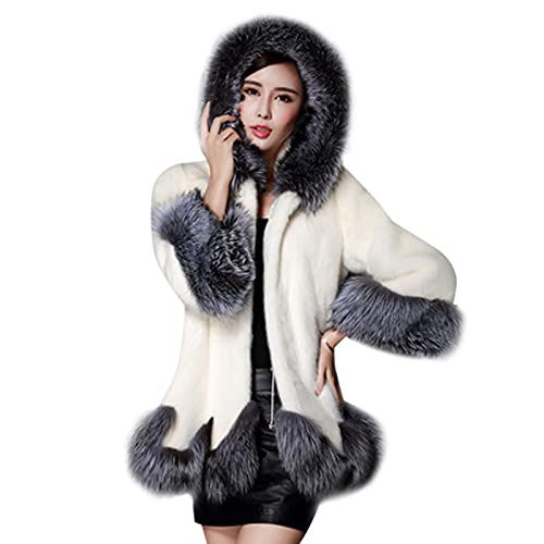 Felljacke Plüschjacke Flauschige Dicker Faux Pelzmantel Kunstfell Damen Warme Kunstpelz Winterjacke, Fellmantel Reißverschluss Parka Kapuze Lang Strickjacke Wintermantel Pelzjacke Outwear Elegant von Yourumao