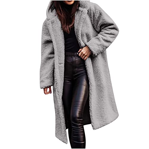 Herbst Mantel Warme Winterjacke Fleecejacke Damen Flauschig Plüschjacke Hoodie Jacken Teddy Fleece Wintermantel Kapuzenpullover Fleecemantel Lang Oversize Übergangsjacke Mode Loungewear Winterparka von Yourumao