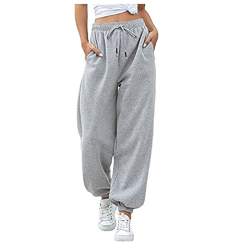 Jogginghose Damen Lang Sporthose Baggy Stoffhose Chino Hose Fitness Yogahose Workout Track Pants Locker Joggpants Schlupfhose High Waist Trainingshose Basic Freizeithosen Activewear für Frauen von Yourumao