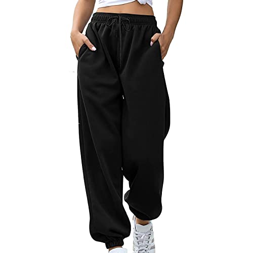 Jogginghose Damen Lang Sporthose Baggy Stoffhose Chino Hose Fitness Yogahose Workout Track Pants Locker Joggpants Schlupfhose High Waist Trainingshose Basic Freizeithosen Activewear für Frauen von Yourumao