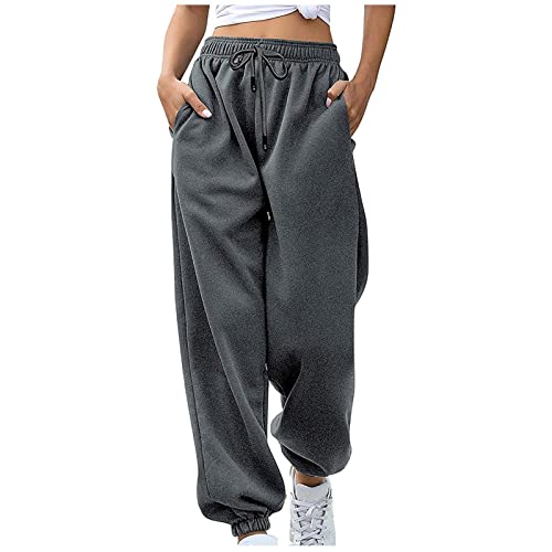 Jogginghose Damen Lang Sporthose Baggy Stoffhose Chino Hose Fitness Yogahose Workout Track Pants Locker Joggpants Schlupfhose High Waist Trainingshose Basic Freizeithosen Activewear für Frauen von Yourumao