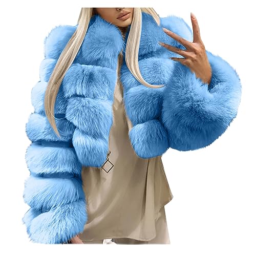 Kunstfell Damen Kunstpelz Warme Winterjacke, Langarm Pelzjacke Wintermantel Elegant Outwear Flauschige Dicker Felljacke Plüschjacke Faux Pelzmantel Parka Fellmantel Reißverschluss Kurze Cardigan von Yourumao