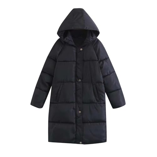 Lang Leichte Daunenjacke Steppmantel Übergangsjacke Winterjacke Steppjacke Mantel 2023 Damen Kapuzenjacke Reißverschluss Winddicht Daunenmantel Gesteppte Jacke Pufferjacke Winterparka Outdoorjacke von Yourumao