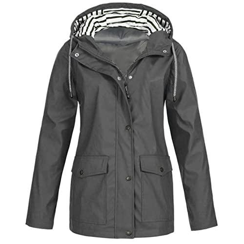 Regenjacke Damen Wasserdicht Atmungsaktiv Regenmantel Softshelljacke Lang Windbreaker Übergangsjacke Sommer Jacken Fahrrad Regenparka Leichte Windjacke Trenchcoat Wandern Regenkleidung Softshellmantel von Yourumao