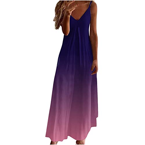 Sommerkleid Damen Boho Strandkleid Langes Maxikleid Elegantes Abendkleid für Hochzeit Sommer Abschlusskleid Party Ballkleid Fashion Sommerkleid Blumenmuster Sexy V-Ausschnitt Urlaubs Hawaii Kleider von Yourumao