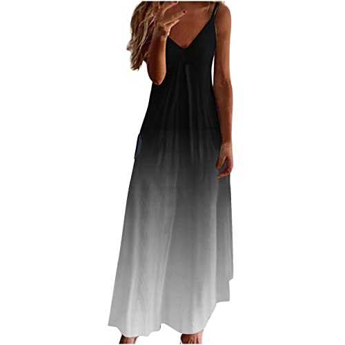 Sommerkleid Damen Boho Strandkleid Langes Maxikleid Elegantes Abendkleid für Hochzeit Sommer Abschlusskleid Party Ballkleid Fashion Sommerkleid Blumenmuster Sexy V-Ausschnitt Urlaubs Hawaii Kleider von Yourumao