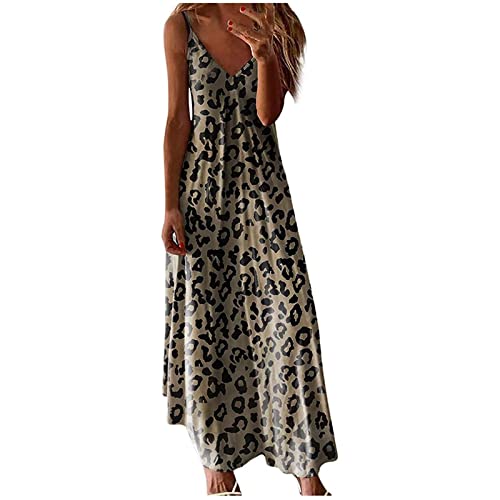 Sommerkleid Damen Boho Strandkleid Langes Maxikleid Elegantes Abendkleid für Hochzeit Sommer Abschlusskleid Party Ballkleid Fashion Sommerkleid Blumenmuster Sexy V-Ausschnitt Urlaubs Hawaii Kleider von Yourumao