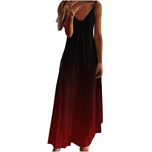 Sommerkleid Damen Boho Strandkleid Langes Maxikleid Elegantes Abendkleid für Hochzeit Sommer Abschlusskleid Party Ballkleid Fashion Sommerkleid Blumenmuster Sexy V-Ausschnitt Urlaubs Hawaii Kleider von Yourumao