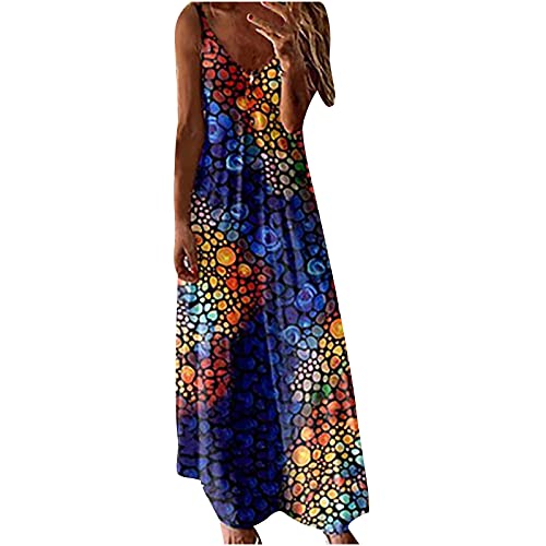 Sommerkleid Damen Boho Strandkleid Langes Maxikleid Elegantes Abendkleid für Hochzeit Sommer Abschlusskleid Party Ballkleid Fashion Sommerkleid Blumenmuster Sexy V-Ausschnitt Urlaubs Hawaii Kleider von Yourumao