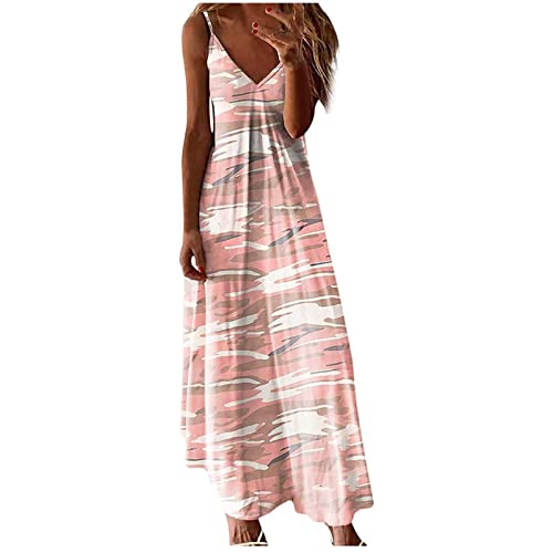 Sommerkleid Damen Boho Strandkleid Langes Maxikleid Elegantes Abendkleid für Hochzeit Sommer Abschlusskleid Party Ballkleid Fashion Sommerkleid Blumenmuster Sexy V-Ausschnitt Urlaubs Hawaii Kleider von Yourumao