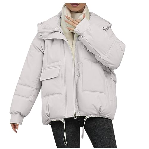 Steppjacke Mantel Winterjacke Damen 2023 Leichte Steppmantel Lang Daunenjacke Übergangsjacke Kapuzenjacken Baggy Pufferjacke Gesteppte Jacke Winddicht Daunenmantel Warm Reißverschluss Outdoorjacke von Yourumao