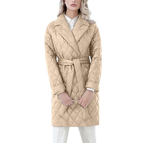 Steppjacke Winterjacke 2023 Damen Mantel Gesteppte Jacke Elegant Pufferjacke Daunenmantel Oversize Übergangsjacke Lang Daunenjacke Steppmantel Leichte Freizeit Mädchen Overcoat Gürtel Sportjacke von Yourumao